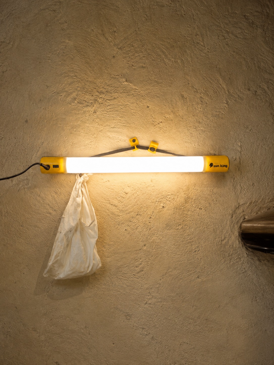 Installed solar tube light providing bright indoor illumination